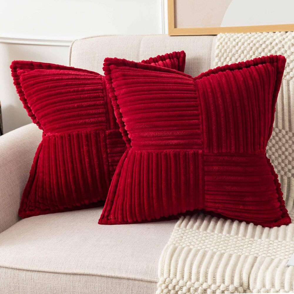 9041 UGASA Christmas Super Soft Stripe Pillow Covers Set of 2 Splicing - Picture 8 of 9